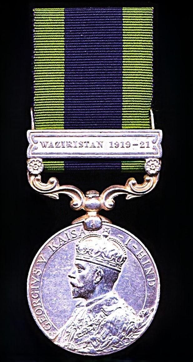 India General Service Medal 1908. GV first issue 'Waziristan 1919-1921' (3939 Sowar Janda Singh, 21 Cavy.)