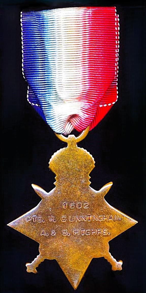1914-15 Star (1602 Pte W. Cunningham, A. & S. Highrs.)