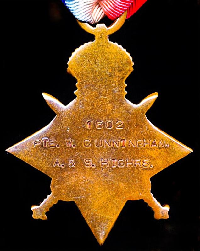 1914-15 Star (1602 Pte W. Cunningham, A. & S. Highrs.)