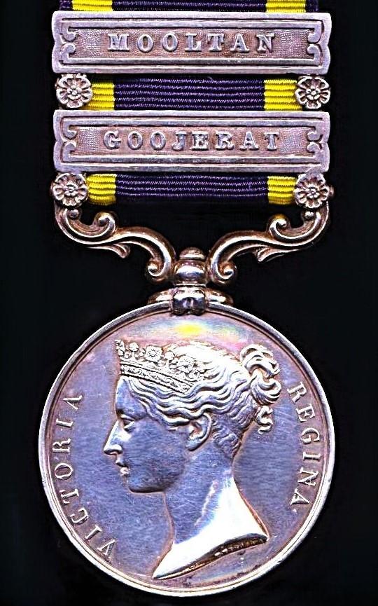 Punjab Medal 1848-49. With 2 x clasps 'Goojerat' & 'Mooltan' (S. Shankland, 1st Bn 60th R.Rifles.)