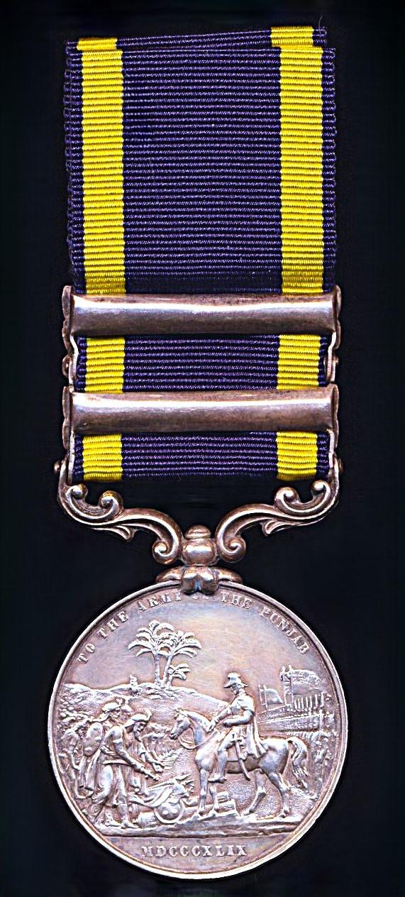 Punjab Medal 1848-49. With 2 x clasps 'Goojerat' & 'Mooltan' (S. Shankland, 1st Bn 60th R.Rifles.)