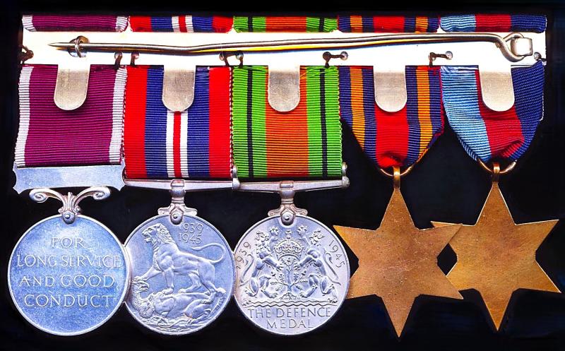 A Second World War 'War against Japan' campaign & long service medal group of 5: Fusilier Sidney Thomas Russell, Royal Welsh Fusiliers late Worcestershire Regiment