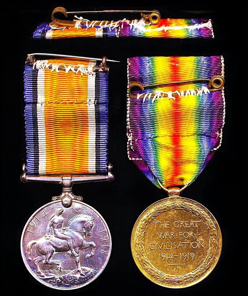 A Life-Guards / Great Western Railway / Wootton Bassett /Wiltshire interest Great War 'Gassed on the Western Front' medal pair: Trooper Henry 'Harry' Leonard Brust 1st Household Battalion, formerly 2nd Life Guards & latterly Coldstream Guards