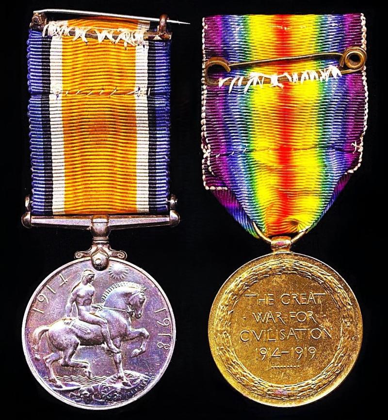 A Life-Guards / Great Western Railway / Wootton Bassett /Wiltshire interest Great War 'Gassed on the Western Front' medal pair: Trooper Henry 'Harry' Leonard Brust 1st Household Battalion, formerly 2nd Life Guards & latterly Coldstream Guards
