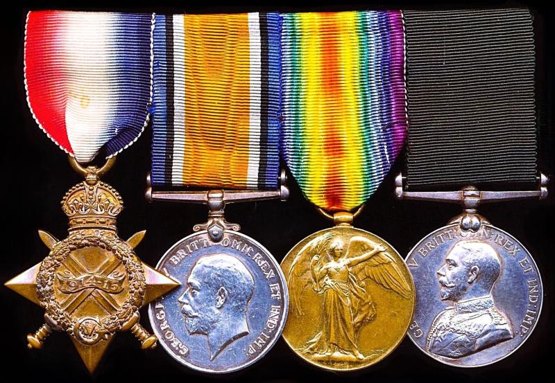 A 'Rangoon Volunteers' Great War medal group of 4: Captain George Bennett Roger, 3rd (Rangoon Port Defence) Group Garrison Artillery Indian Defence Force, late S. & T. C., I.A.R.O. & 1st Electrical Engineer Company Rangoon Port Defence Volunteer Corps